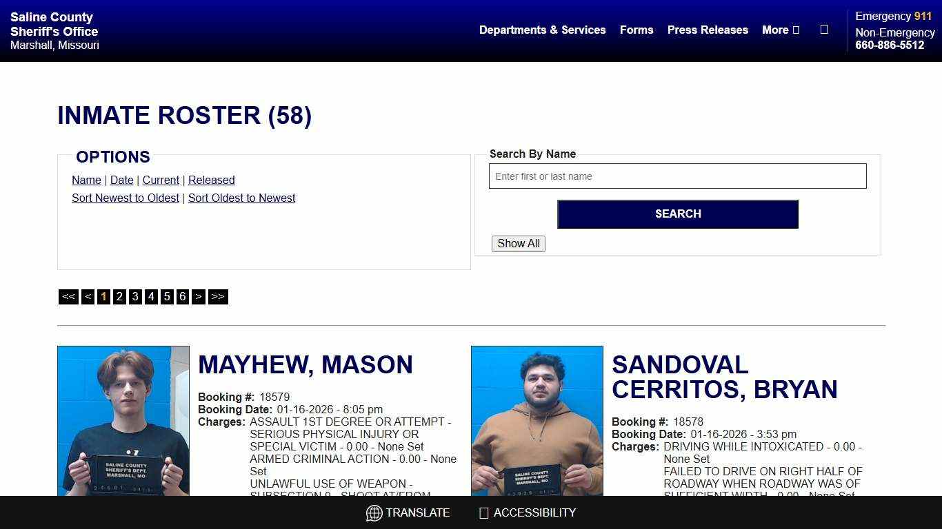 Inmate Roster - Current Inmates Booking Date Descending - Saline County Sheriff MO